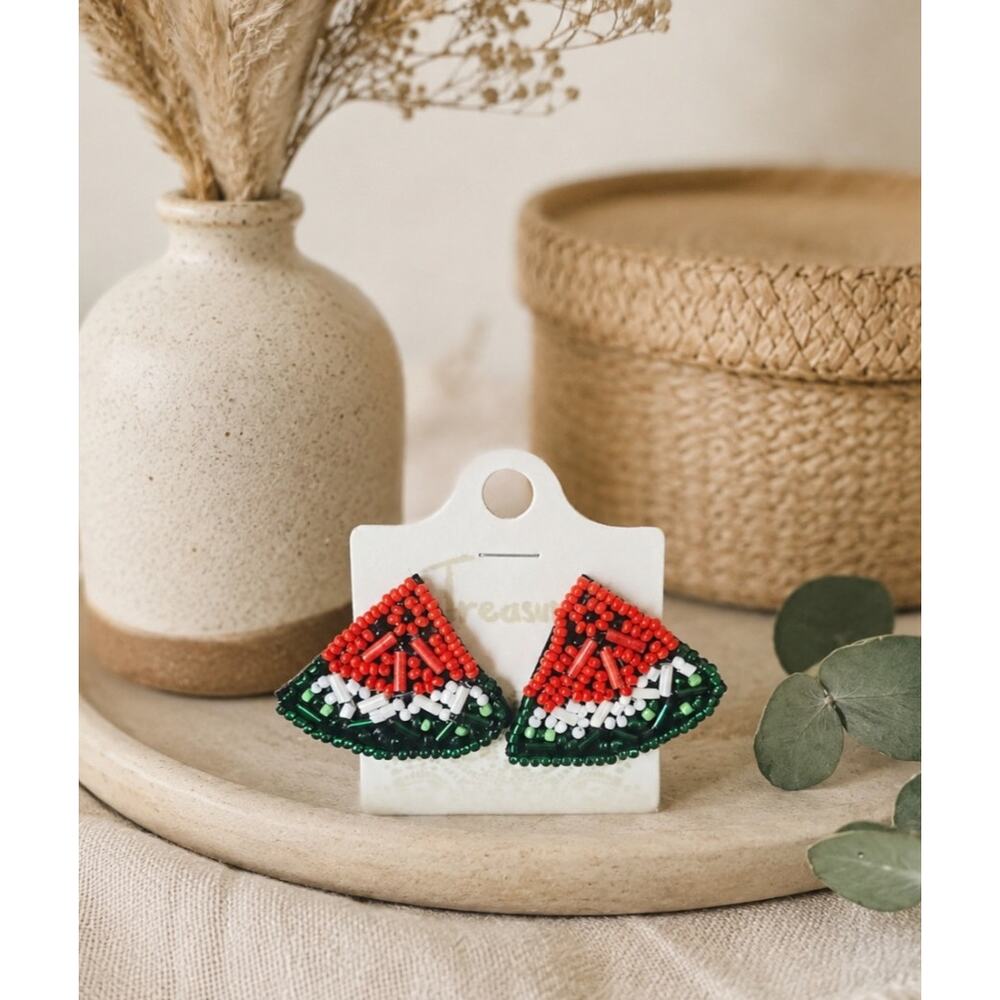 Treasure Watermelon Beaded Earrings